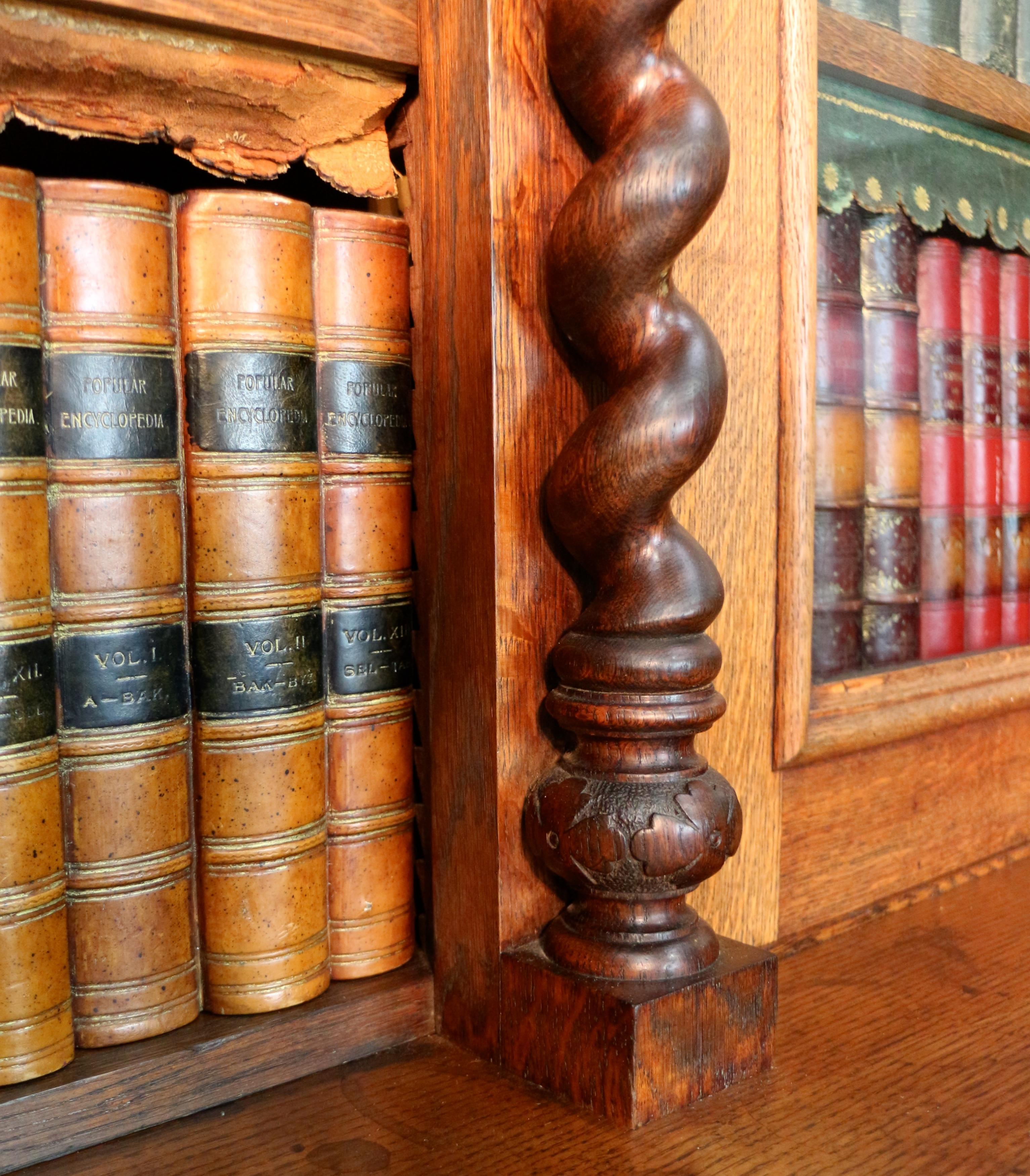 Antique Victorian Breakfront Oak Bookcase from Kellie Castle by Garnett & Sons 6