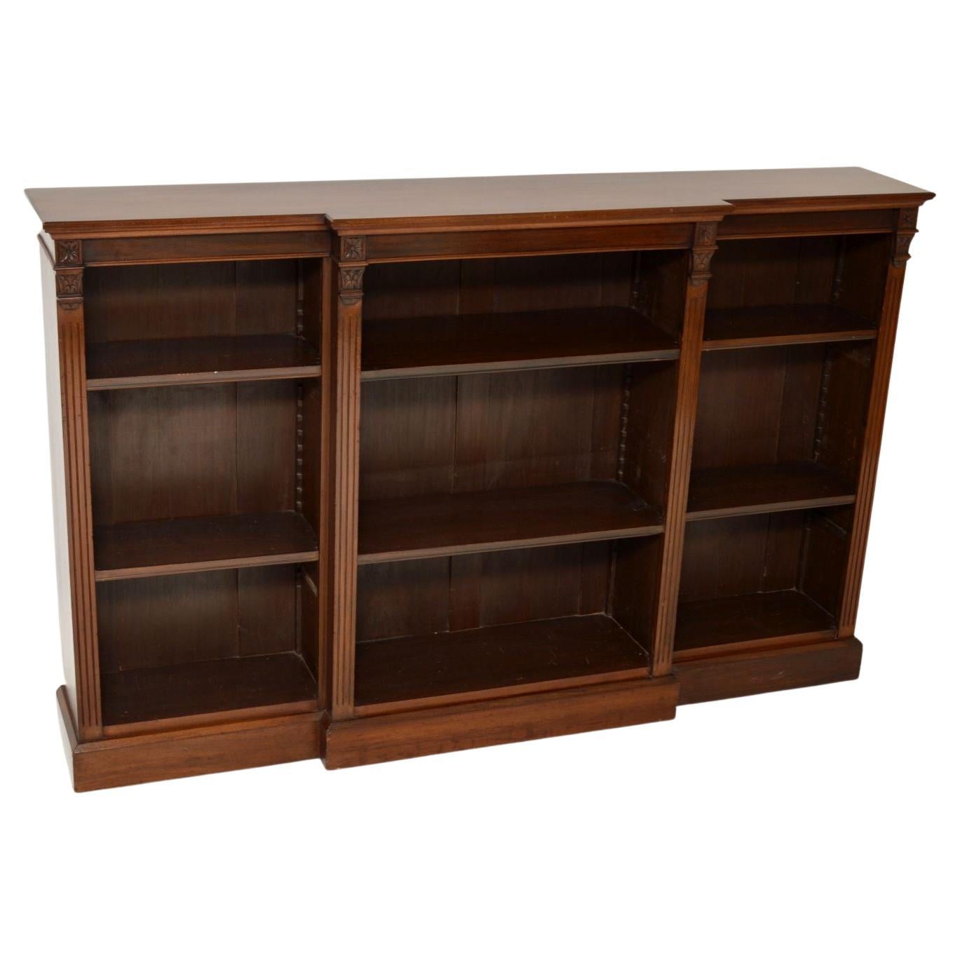 Large Antique Walnut Breakfront Bookcase at 1stDibs
