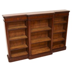 Antique Victorian Breakfront Open Bookcase