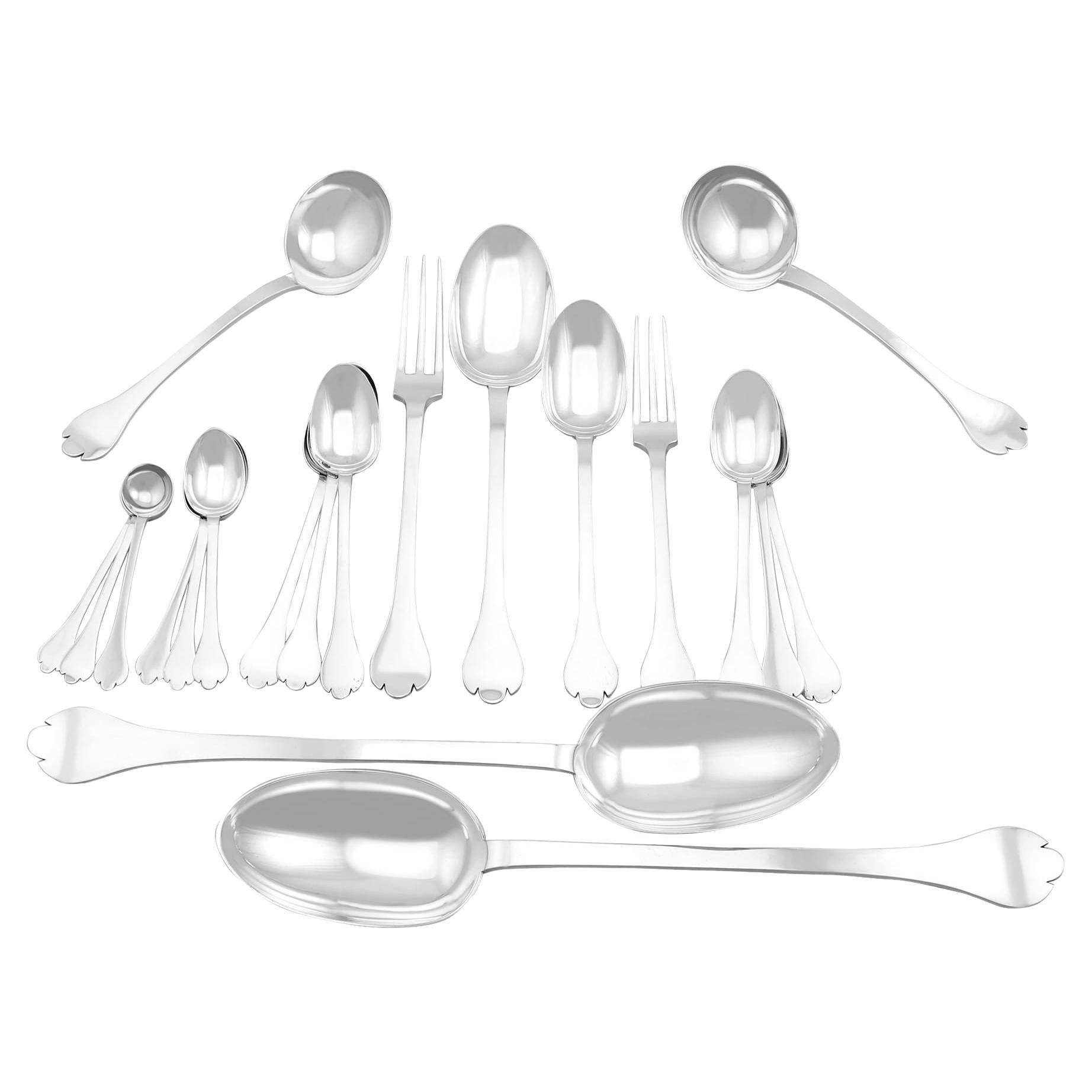 Antique Sterling Silver Canteen of Cutlery for Twelve Persons For Sale