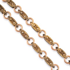 Antique Victorian Bronze 18K Gold Heavy Link Chain Necklace