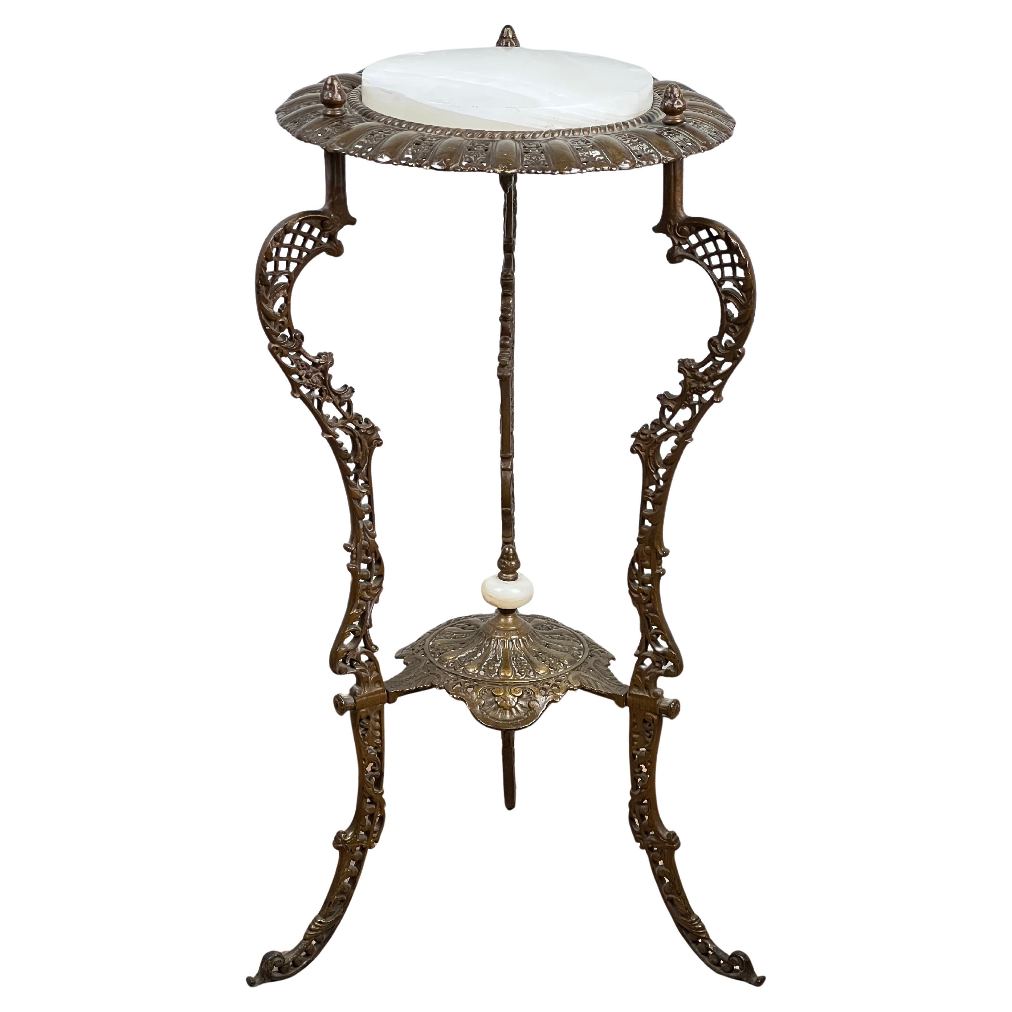 Ancien support victorien en bronze et onyx c. Fin du 19e siècle