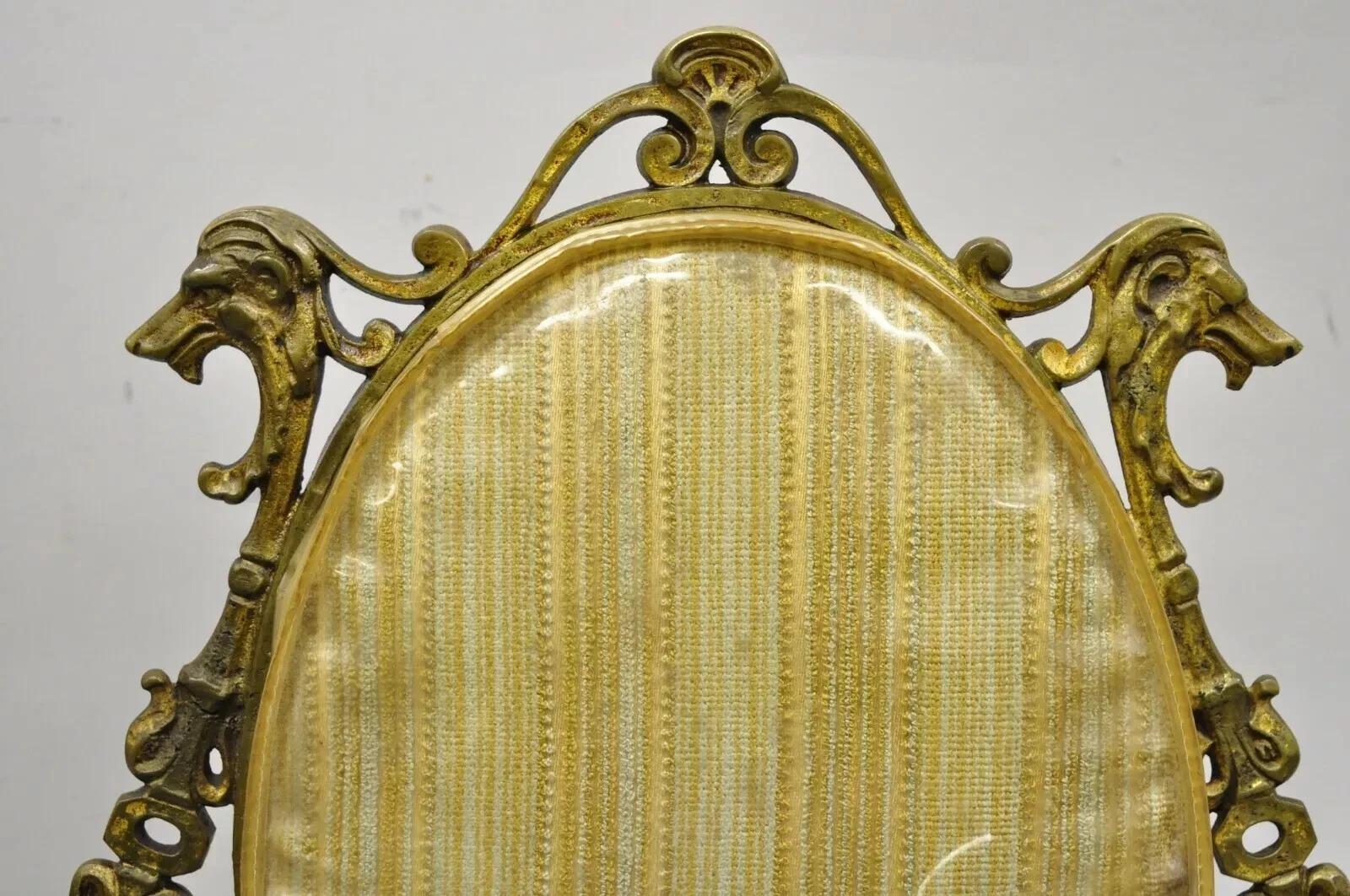 Vittoriano Antiche sedie da salotto vittoriane in bronzo e ottone in stile Oscar Bach - Coppia in vendita