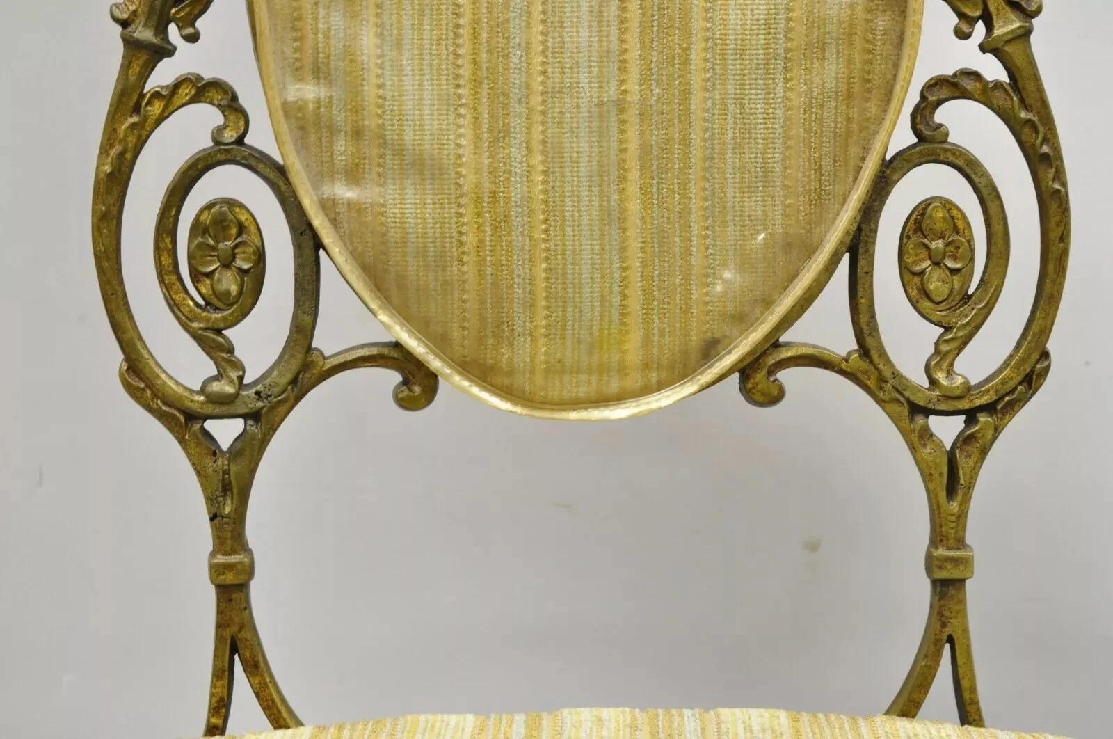 Sconosciuto Antiche sedie da salotto vittoriane in bronzo e ottone in stile Oscar Bach - Coppia in vendita