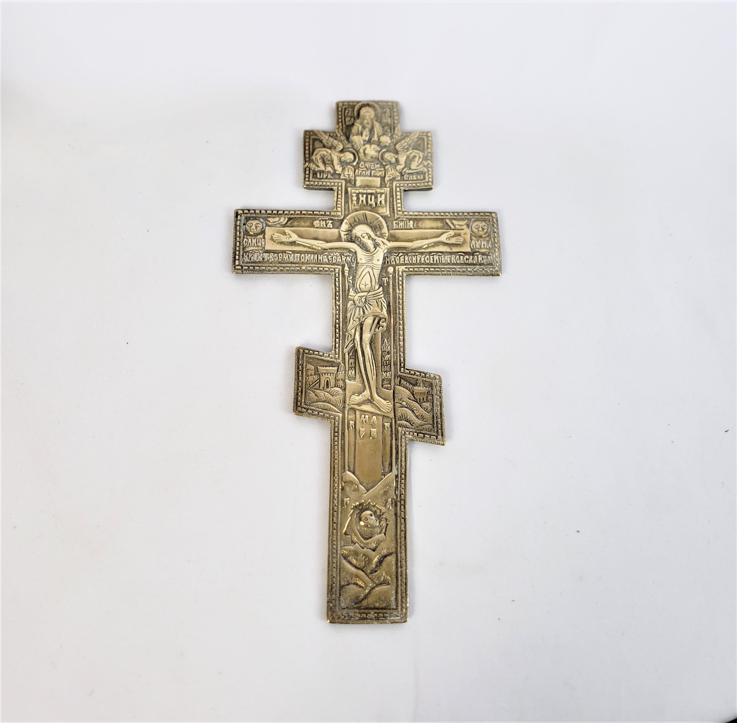 Antikes viktorianisches,orthodoxes, christliches Kreuz oder Kruzifix aus Bronzeguss (Viktorianisch) im Angebot