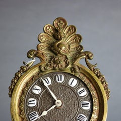 Antique Victorian Bronze Figural Easel Back Desk Clock, Circa 1890