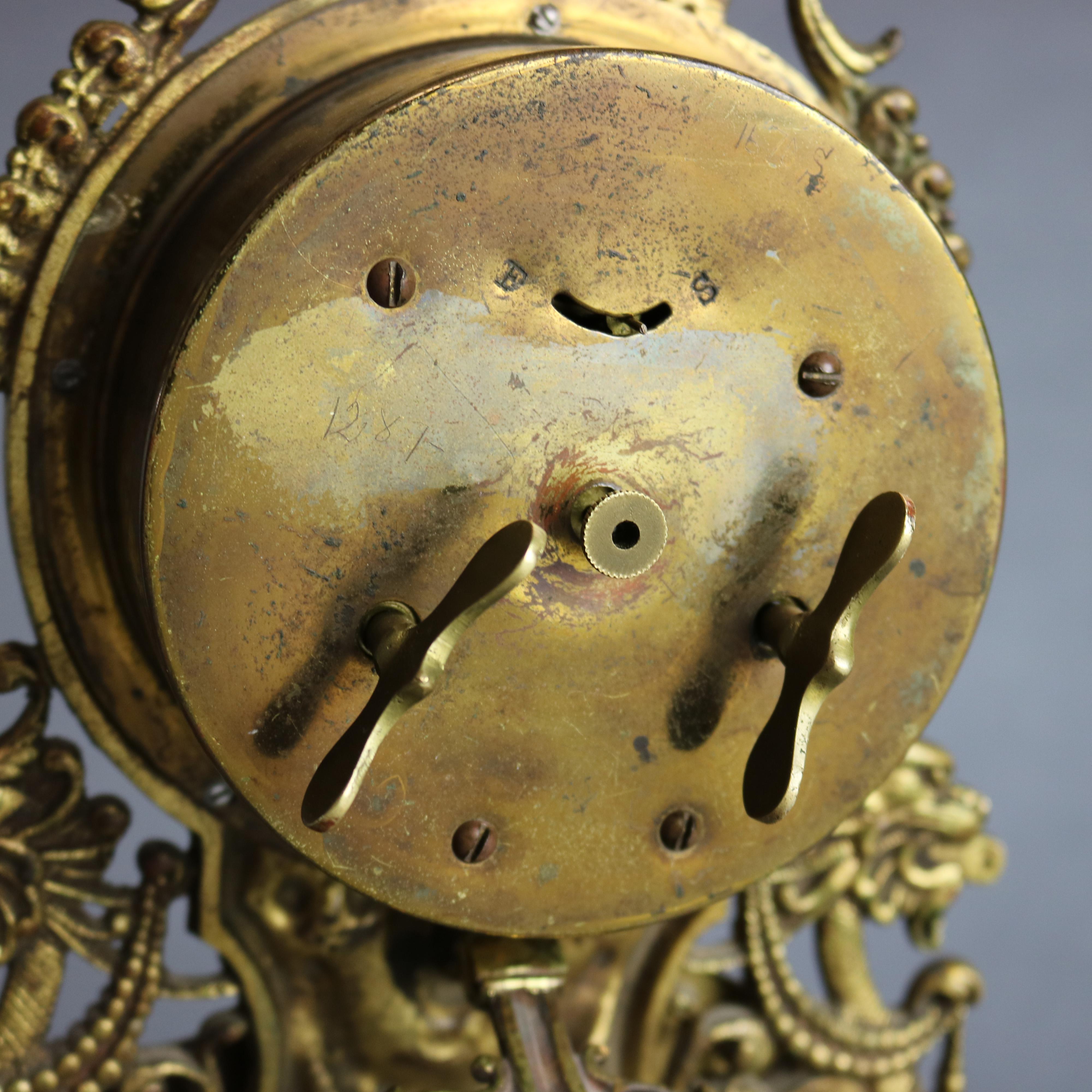 Antique Victorian Bronze Figural Easel Back Desk Clock, Circa 1890 2