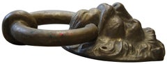 Antique Victorian Bronze Figural Lion Head Architectural Door Knocker