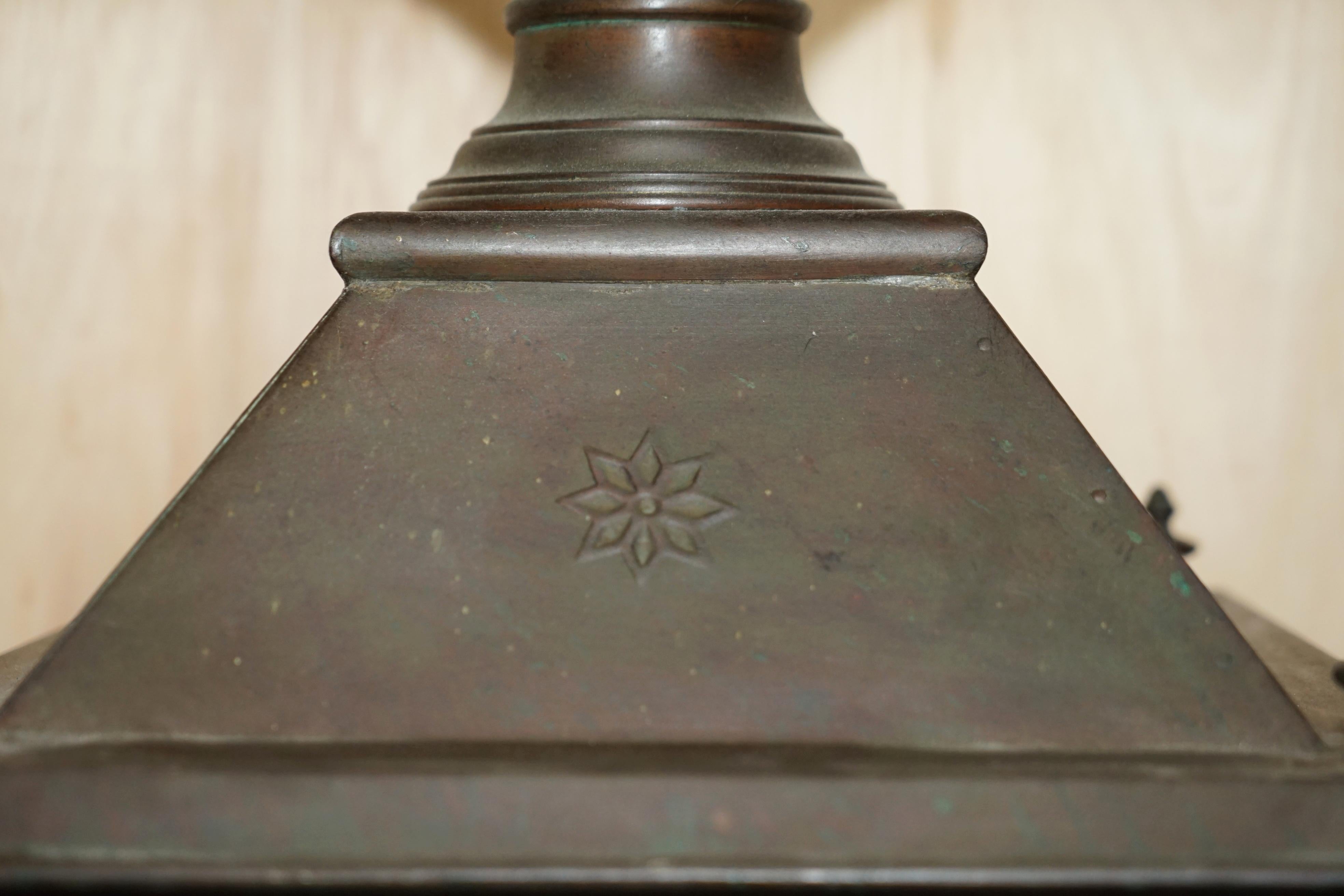 High Victorian Antique Victorian Bronze Hanging Lantern with Four Candle Interior Must See For Sale