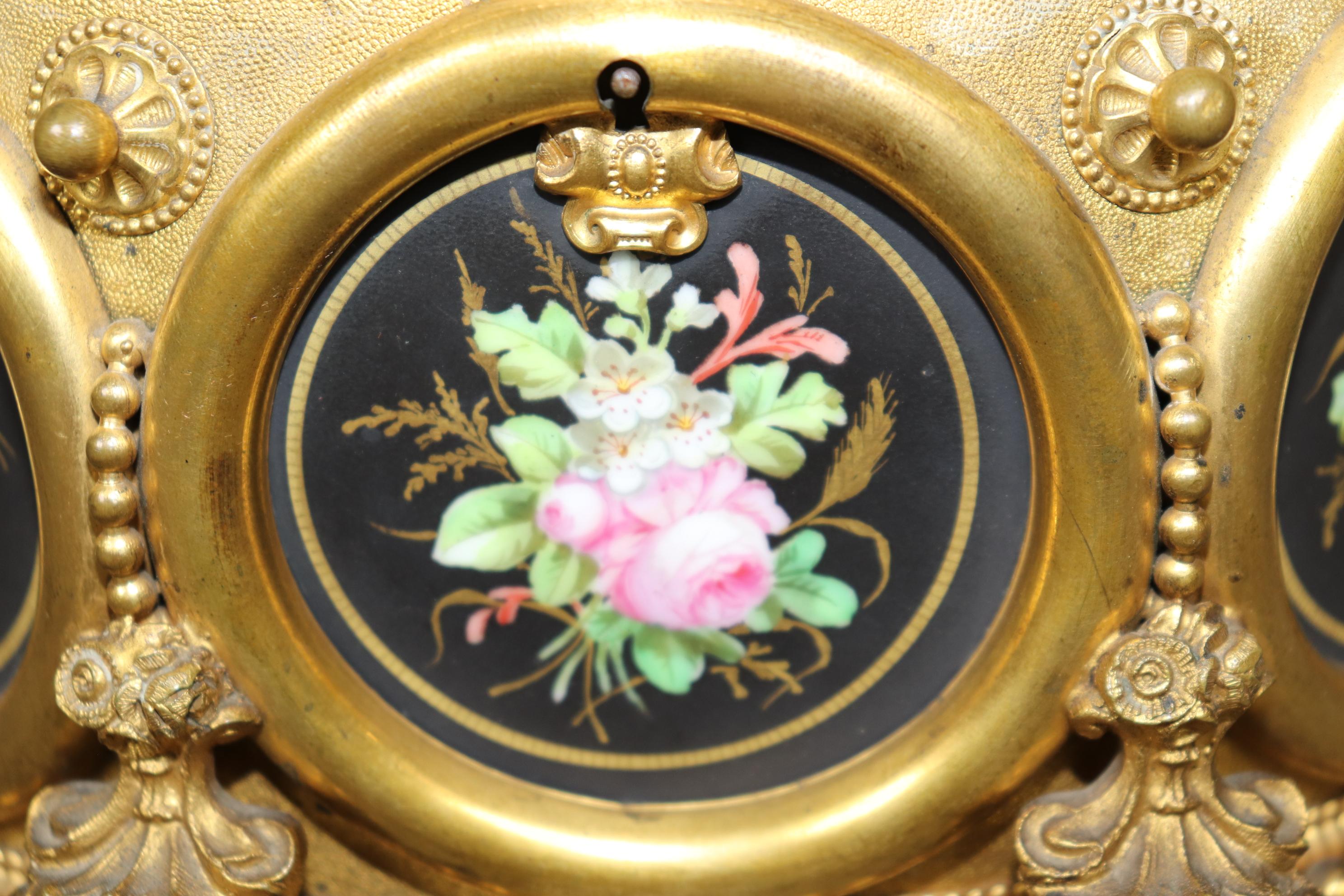 Antique Victorian Bronze Ormolu and Painted Porcelain Jewelry Casket 2