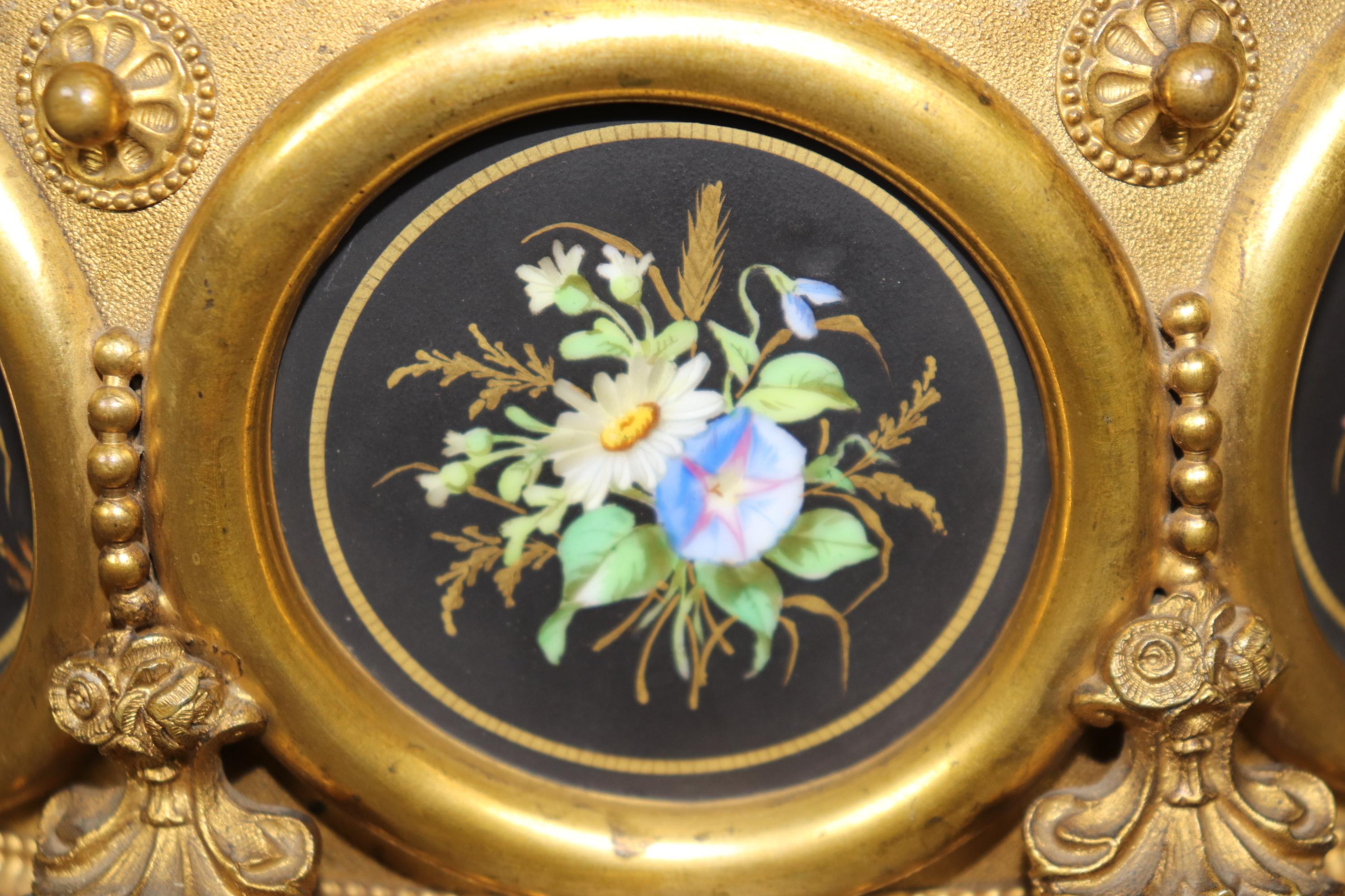 Antique Victorian Bronze Ormolu and Painted Porcelain Jewelry Casket 3