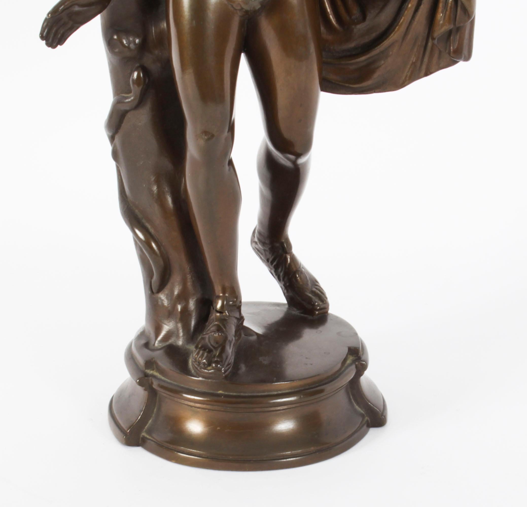 Anglais Sculpture victorienne ancienne en bronze du dieu grec Apollon du 19ème siècle en vente