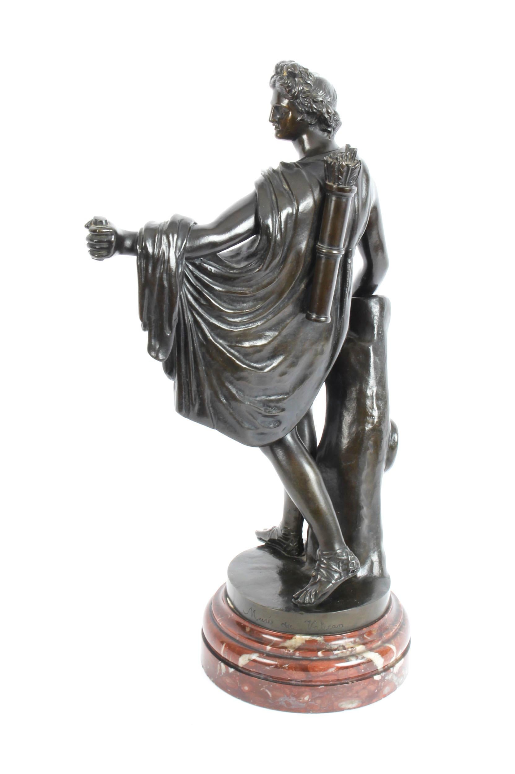 Mid-19th Century Antique Victorian Bronze Sculpture of Greek God Apollo, 19th Century