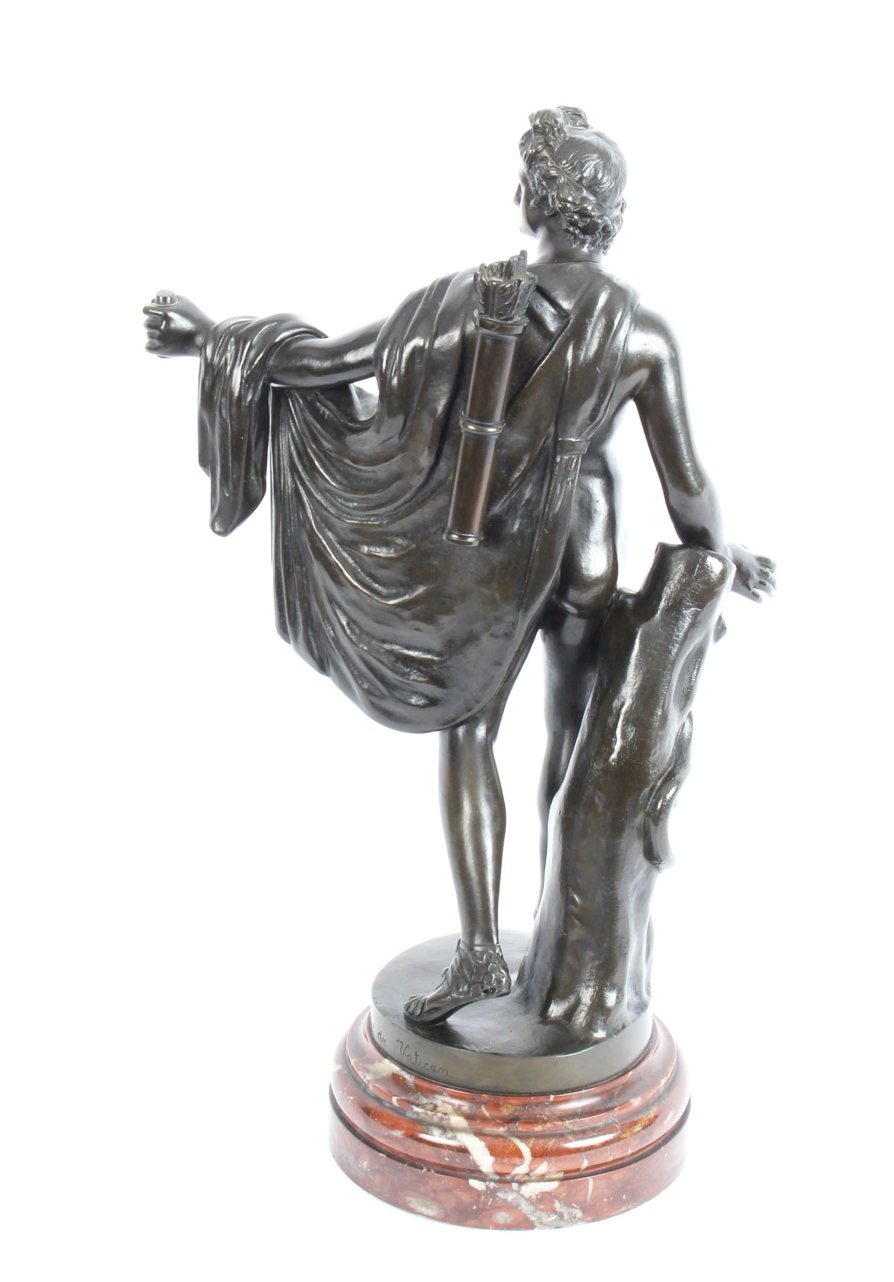 Antique Victorian Bronze Sculpture of Greek God Apollo, 19th Century 1