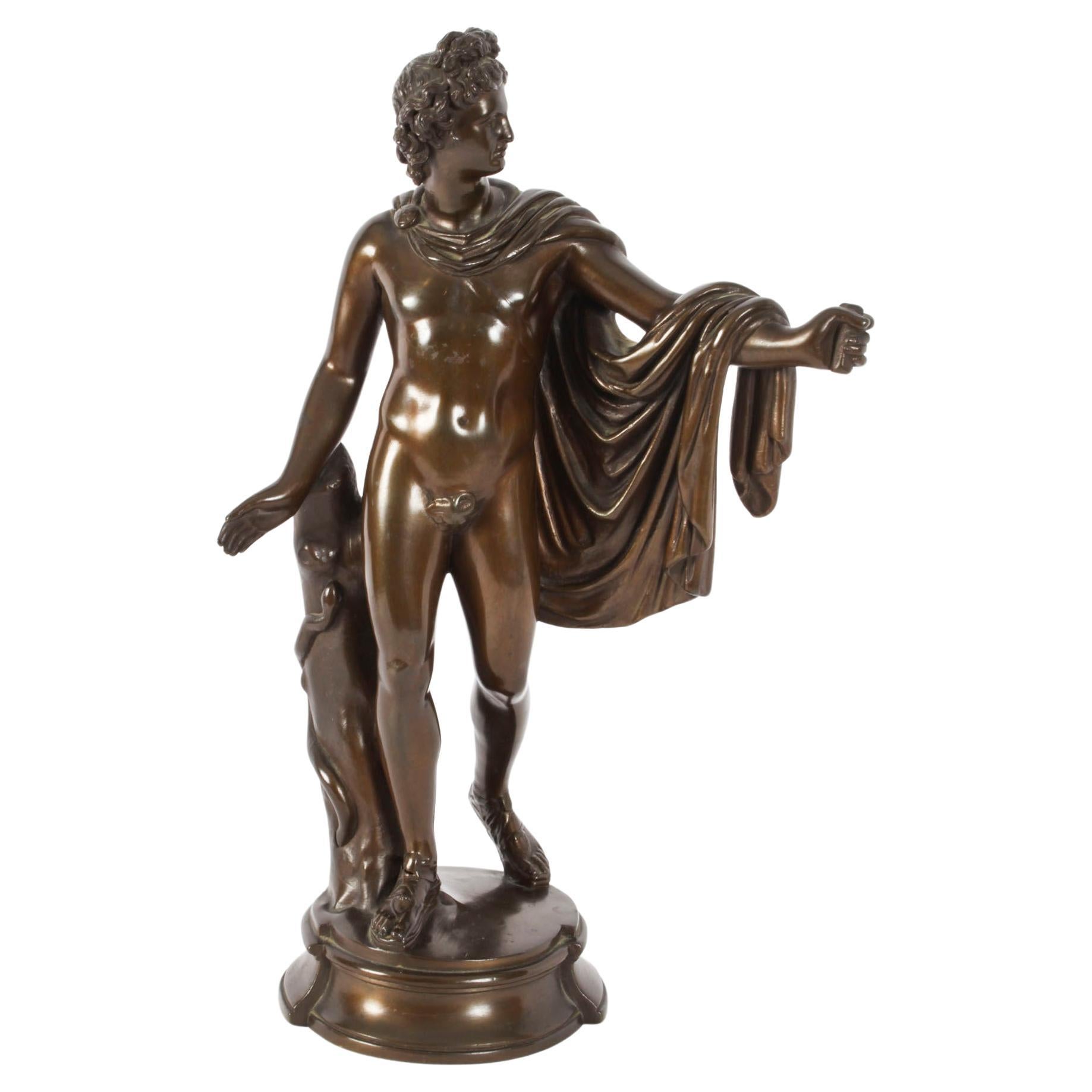 Antique Victorian Bronze Sculpture of Greek God Apollo 19th Century For Sale