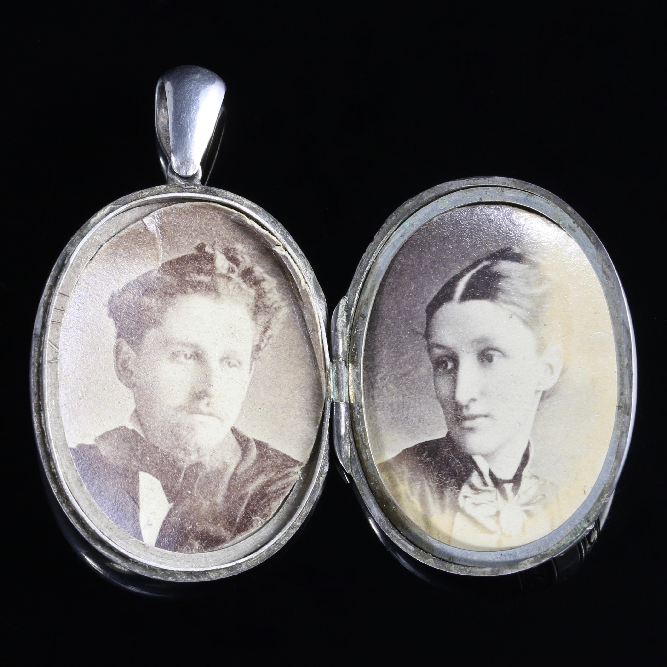 Women's Antique Victorian Buckle Locket Silver, circa 1870