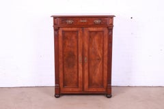 Antique Victorian Burled Walnut Bookcase or Bar Cabinet, Circa 1880s