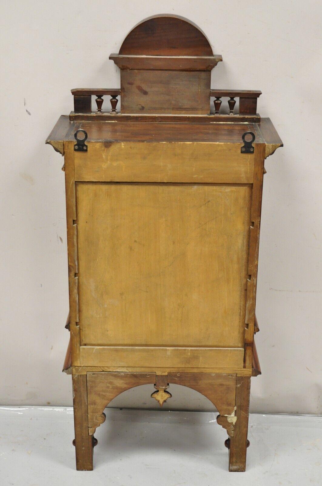 Antique Victorian Burled Walnut Shell Carved Wall Hanging Curio Display Cabinet For Sale 7