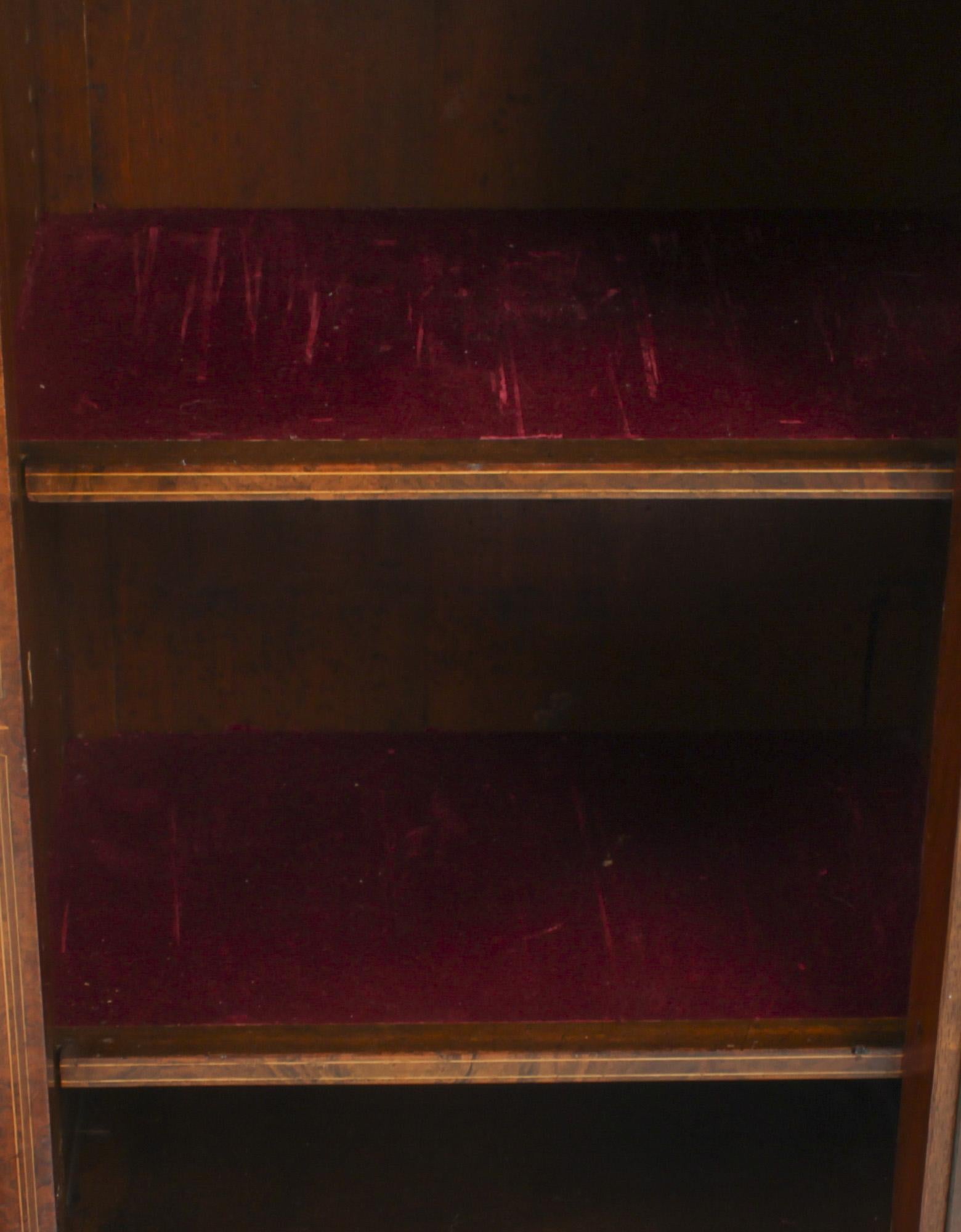 Antique Victorian Burr Walnut 3 Door Credenza Sideboard Bookcase 19th C 6