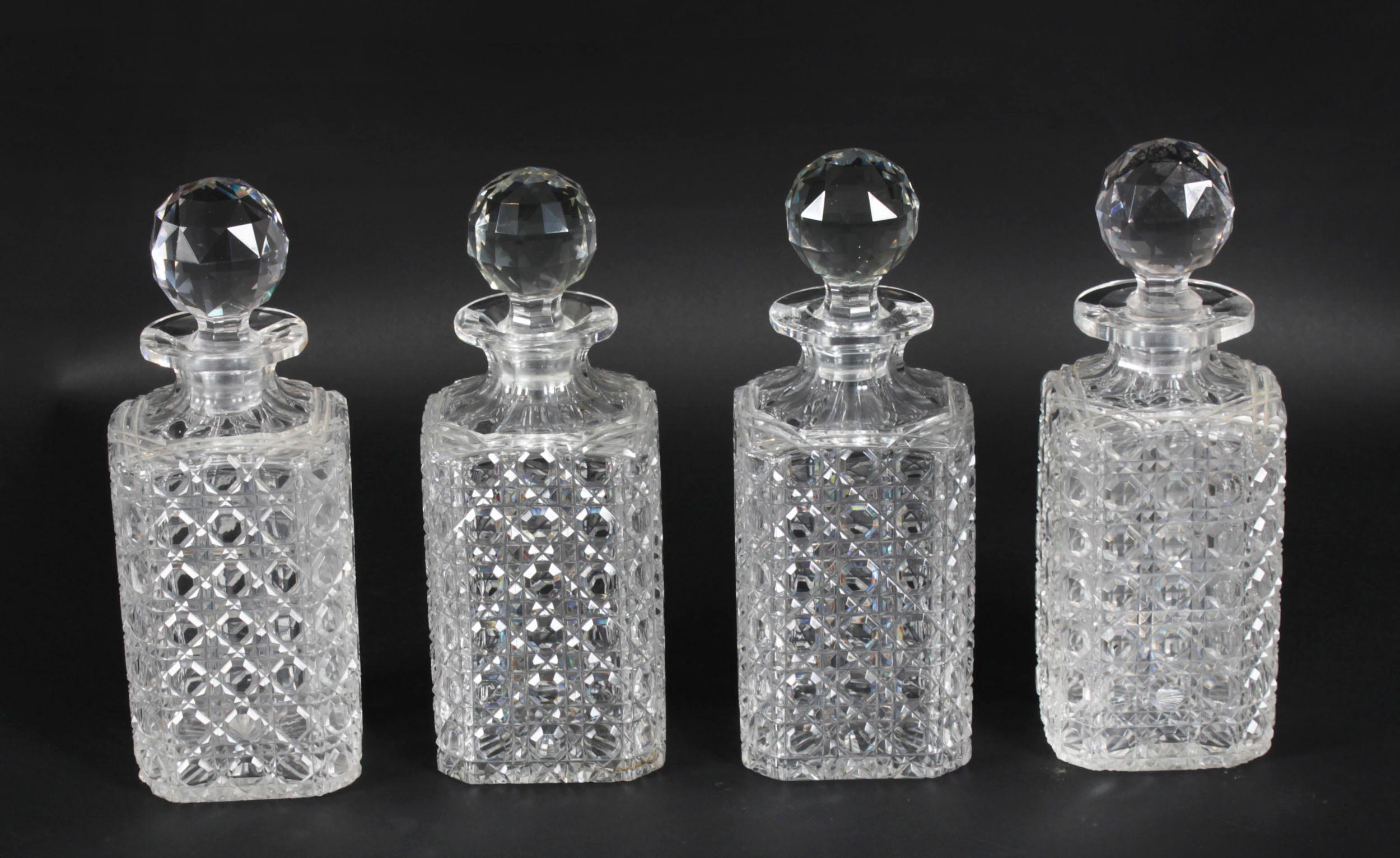 Antique Victorian Burr Walnut 4 Bottle Crystal Decanter Tantalus 19th Century 8