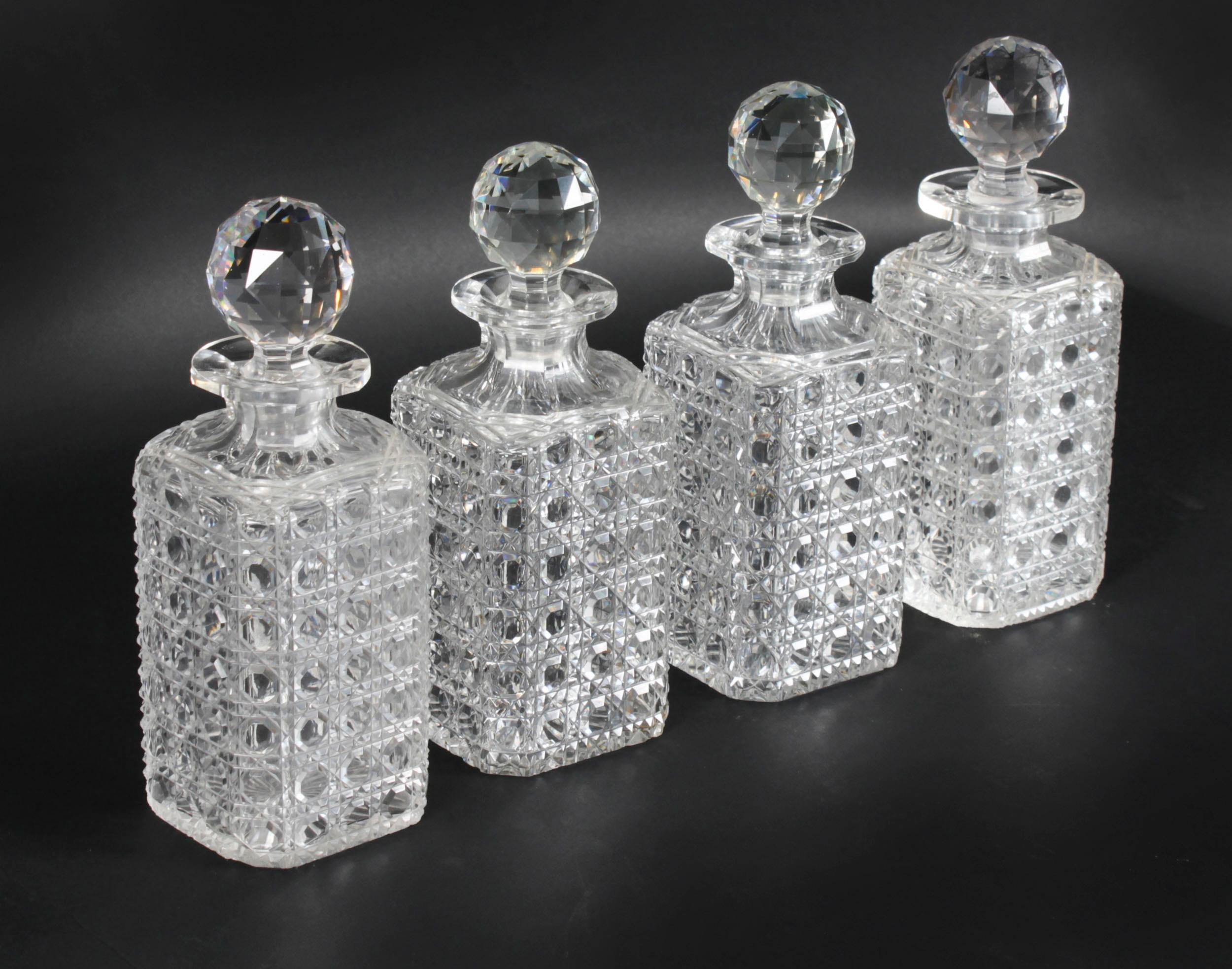 Antique Victorian Burr Walnut 4 Bottle Crystal Decanter Tantalus 19th Century 9