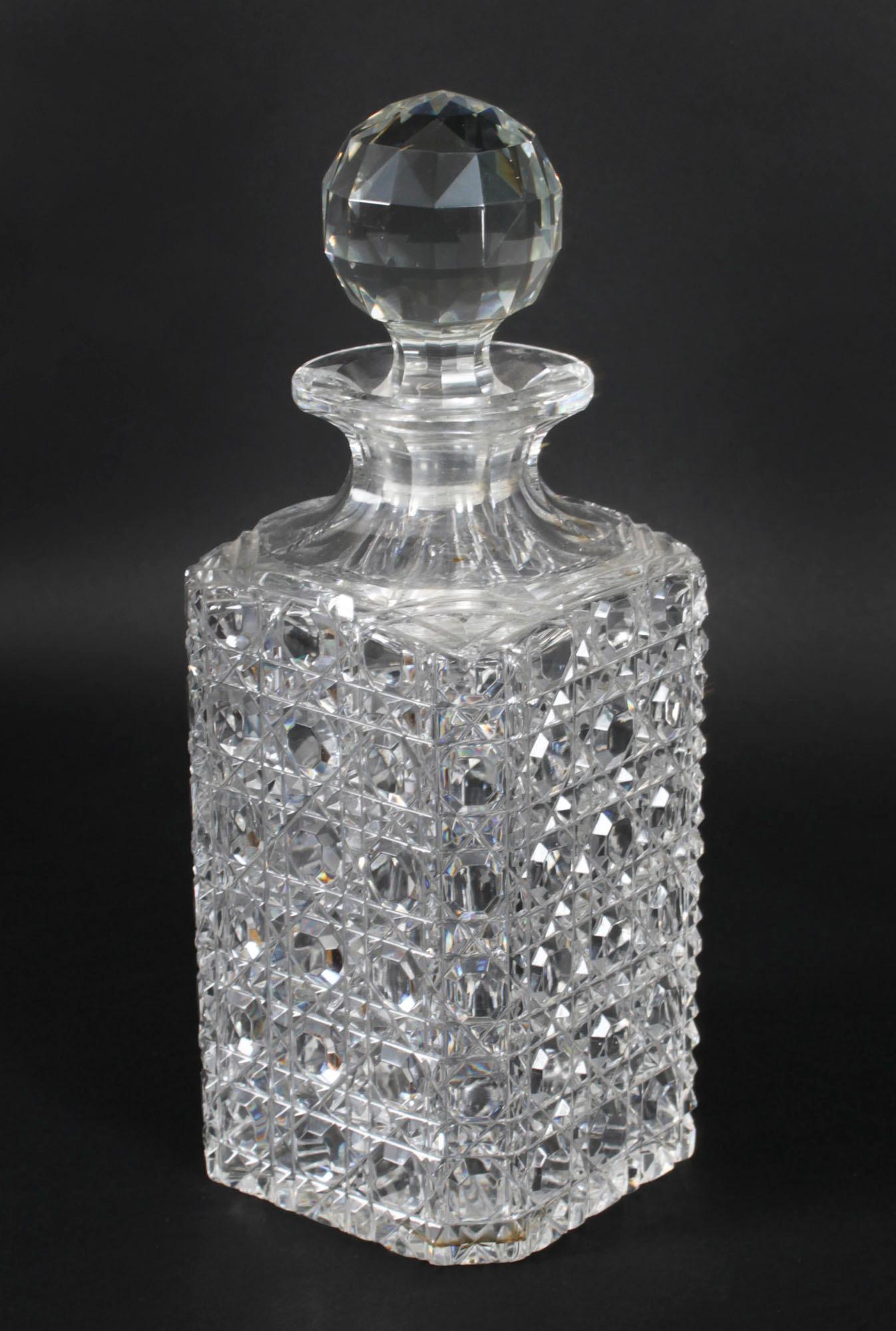 Antique Victorian Burr Walnut 4 Bottle Crystal Decanter Tantalus 19th Century 10