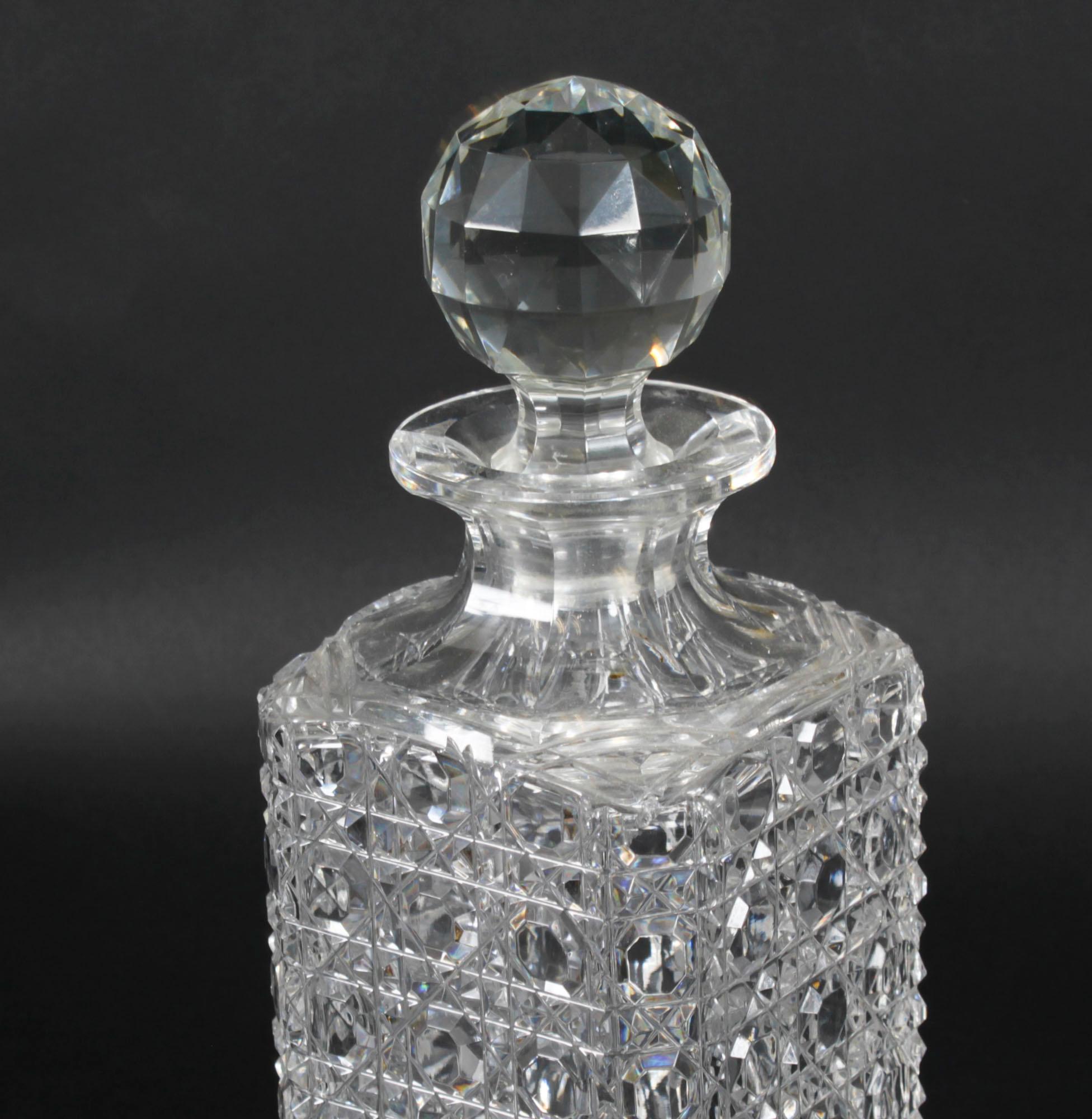 Antique Victorian Burr Walnut 4 Bottle Crystal Decanter Tantalus 19th Century 11