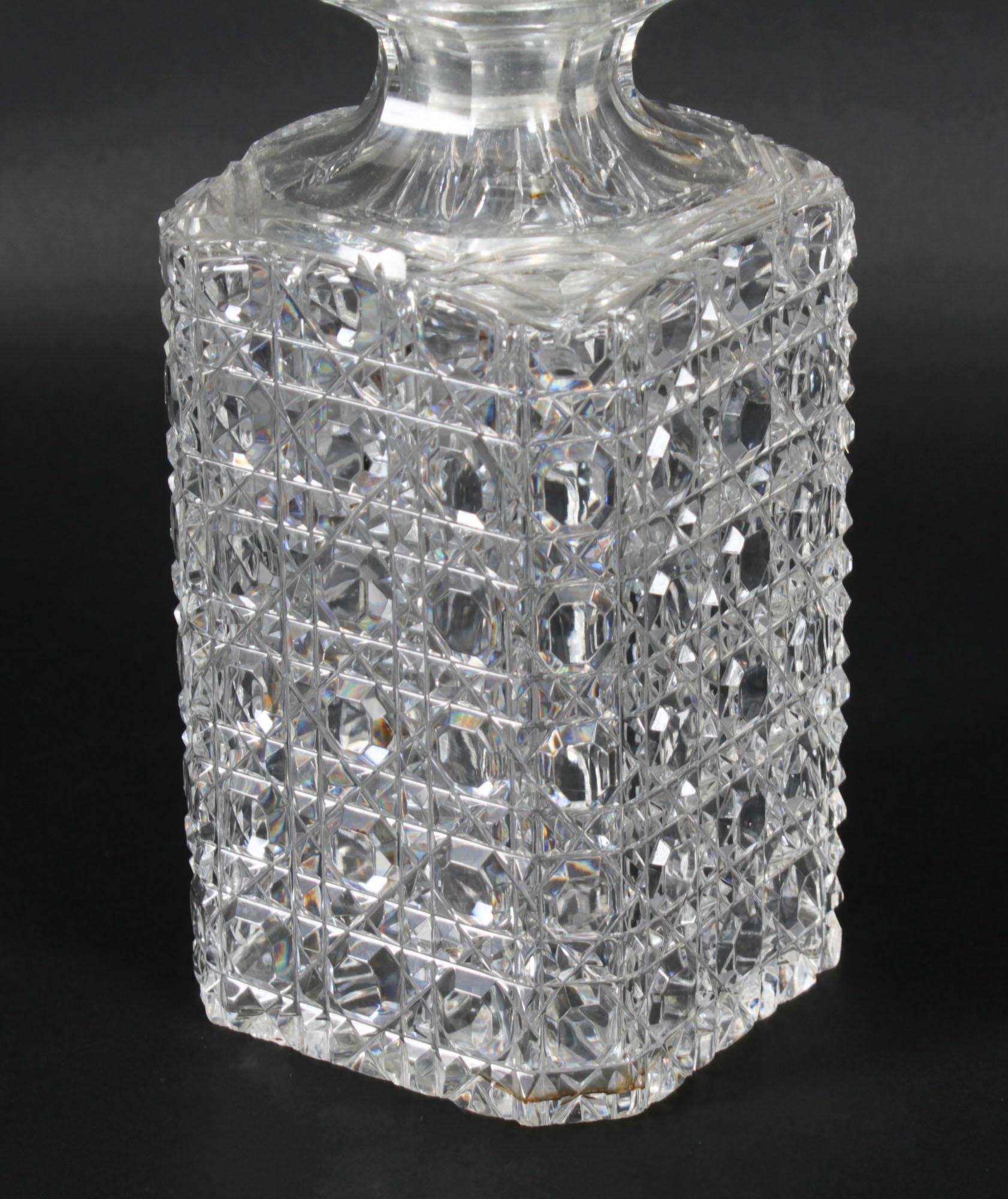 Antique Victorian Burr Walnut 4 Bottle Crystal Decanter Tantalus 19th Century 12