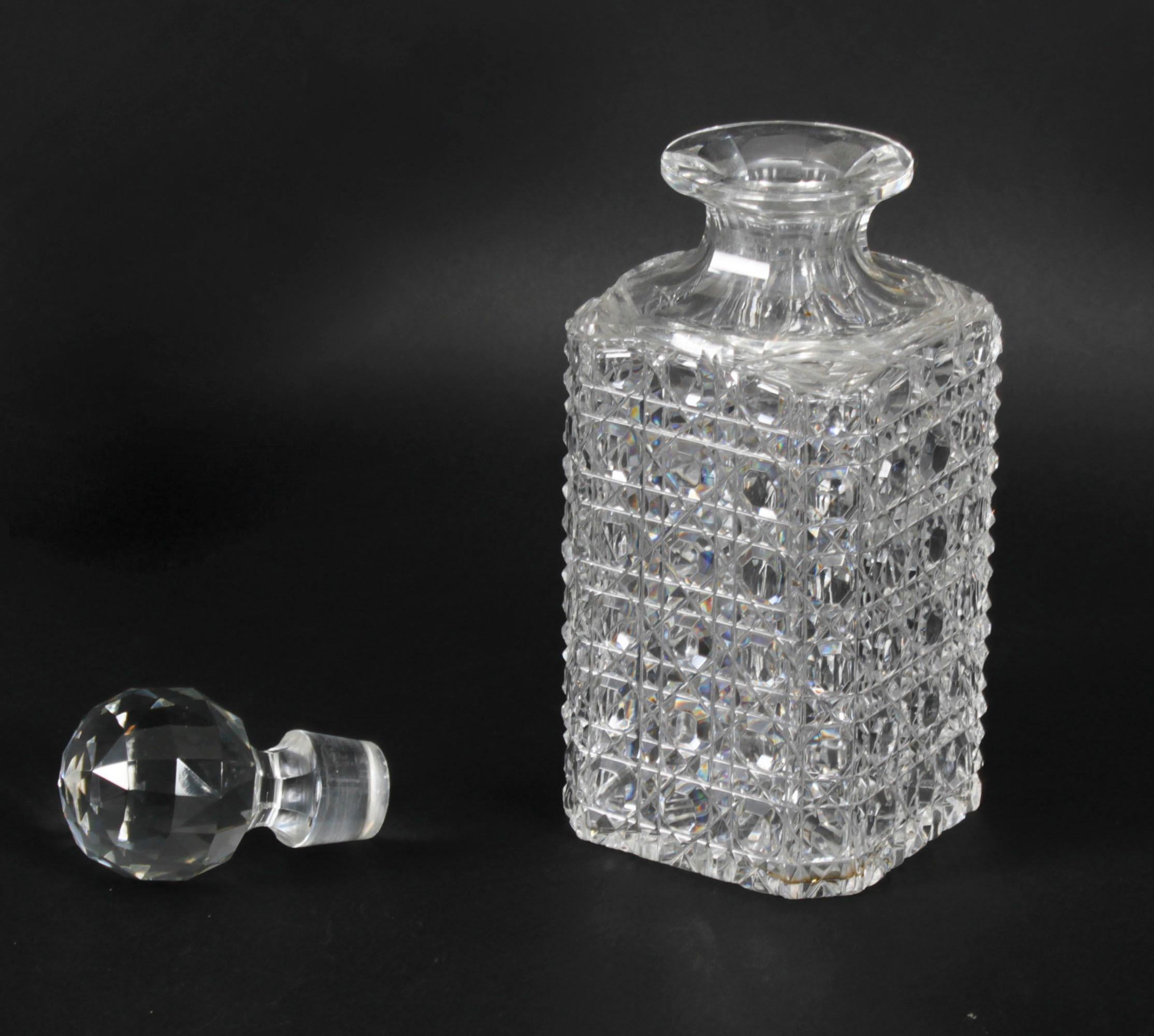 Antique Victorian Burr Walnut 4 Bottle Crystal Decanter Tantalus 19th Century 13