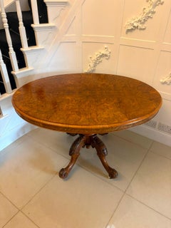 Antique Victorian Burr Walnut 6 Seater Oval Tilt-Top Centre Dining Table