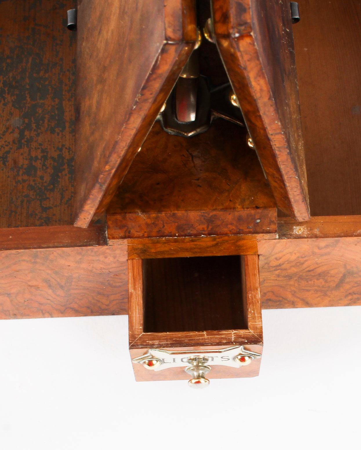 Antique Victorian Burr-Walnut and Brass Mounted Cigar Box, 19th Century 3