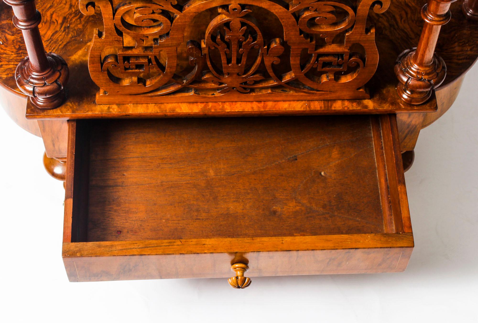 Antique Victorian Burr Walnut and Inlaid Canterbury, 19th Century 5