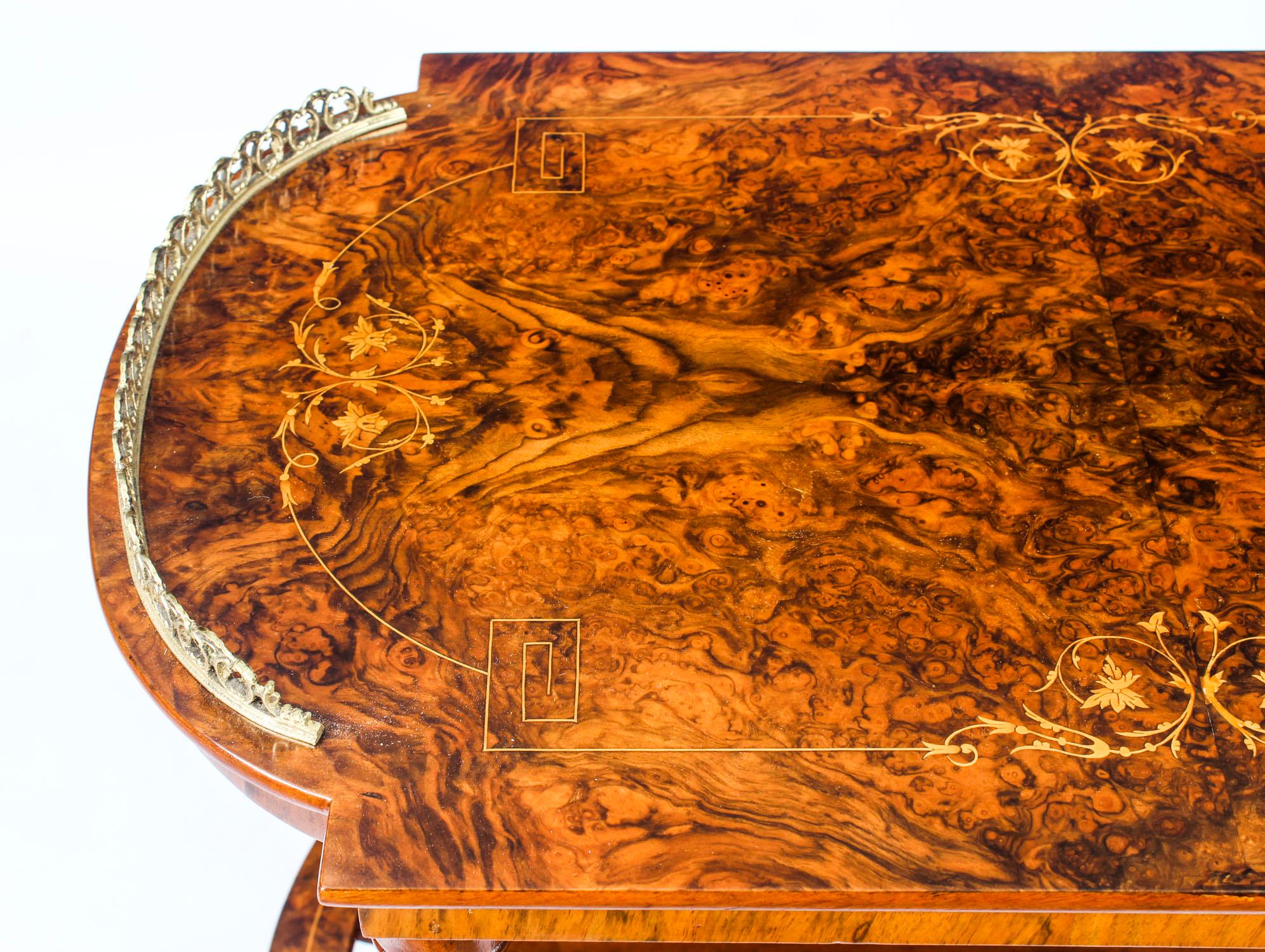 Late 19th Century Antique Victorian Burr Walnut and Inlaid Canterbury, 19th Century