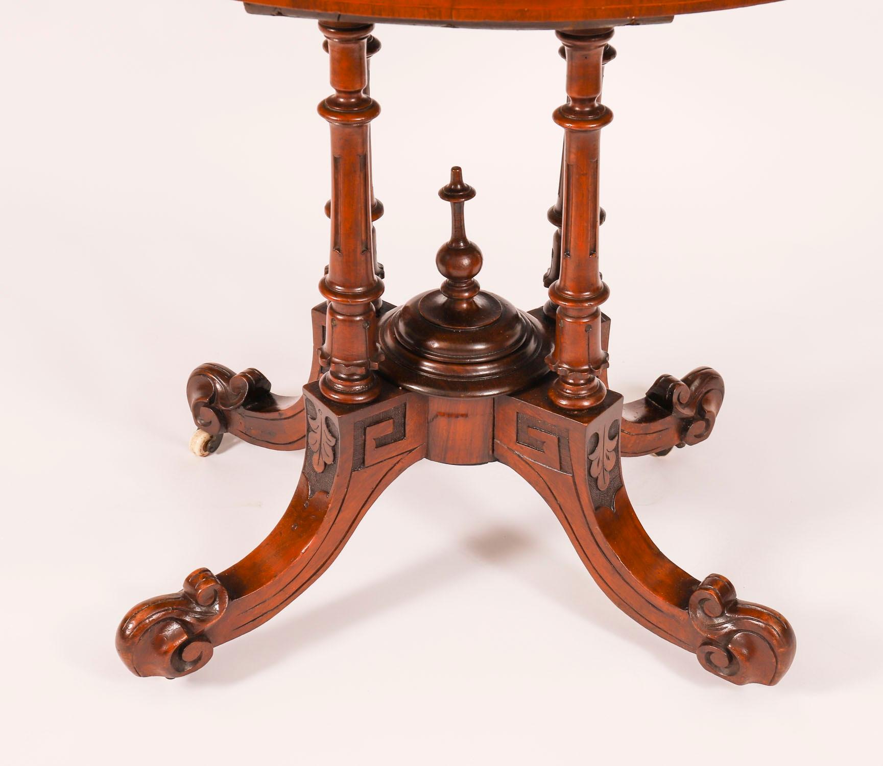 Antique Victorian Burr Walnut and Inlaid Card Table C.1860 19th Century For Sale 8