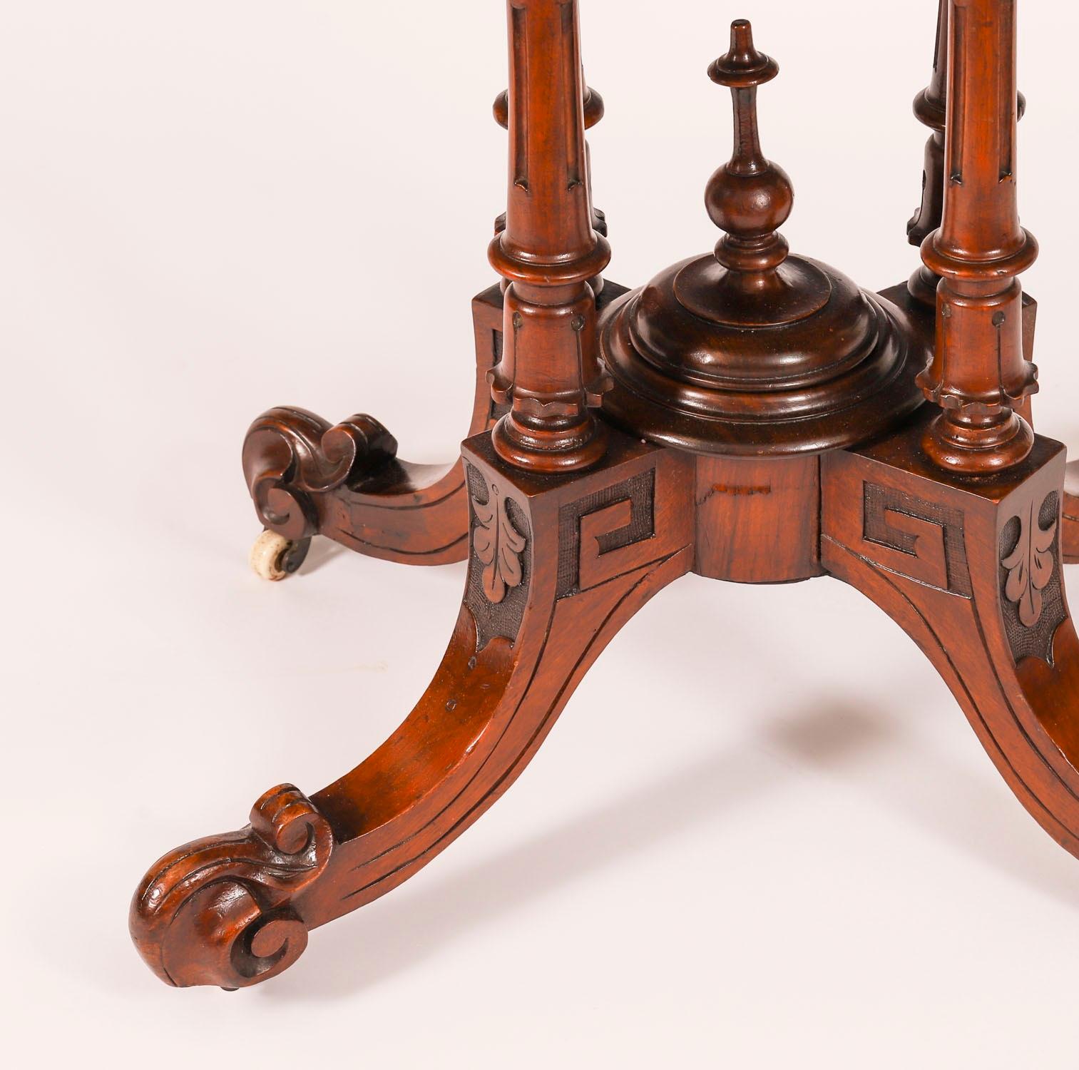 Antique Victorian Burr Walnut and Inlaid Card Table C.1860 19th Century For Sale 9