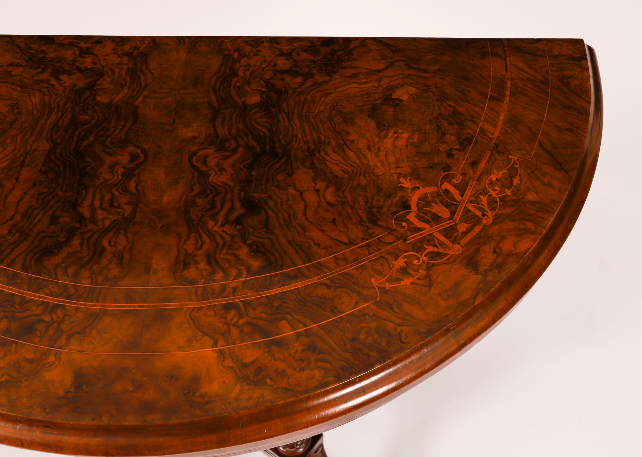 Antique Victorian Burr Walnut and Inlaid Card Table C.1860 19th Century For Sale 2