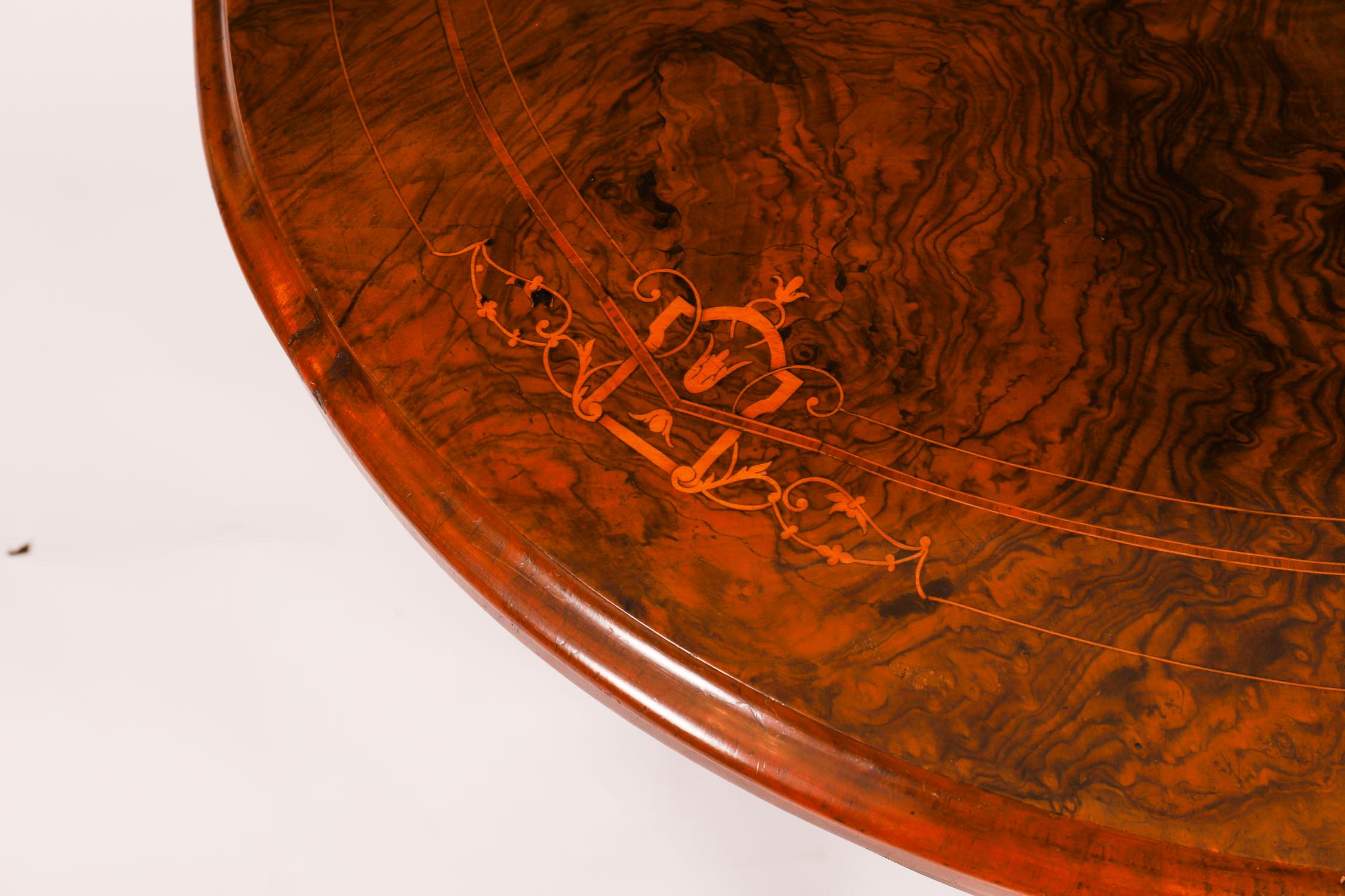 Antique Victorian Burr Walnut and Inlaid Card Table C.1860 19th Century For Sale 4