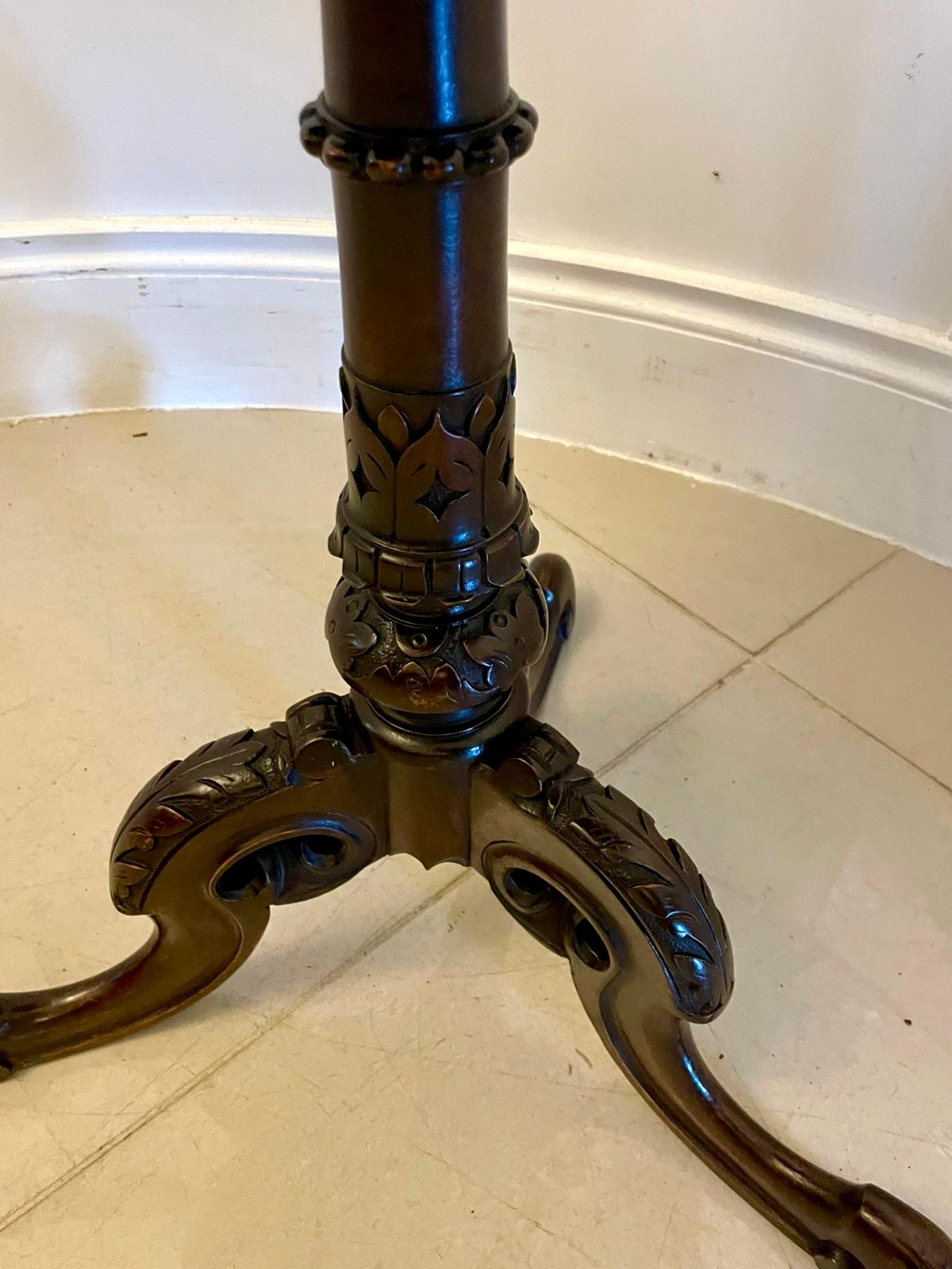 Ancienne table à échecs/lampes victorienne en ronce de noyer et marqueterie 1