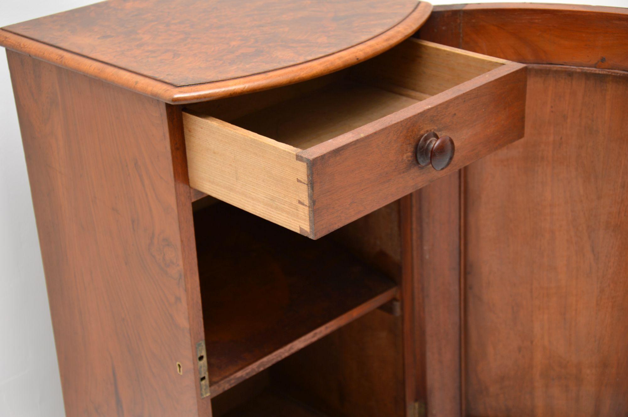 Antique Victorian Burr Walnut Bedside Cabinet 5