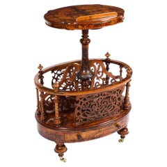 Used Victorian Burr Walnut Canterbury & Book Rest / Music Stand, 19th Century