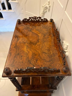 Antique Victorian Burr Walnut Canterbury Magazine Rack / Occasional Table