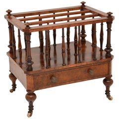 Antique Victorian Burr Walnut Canterbury Magazine Stand