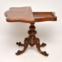 Antique Victorian Burr Walnut Card Table