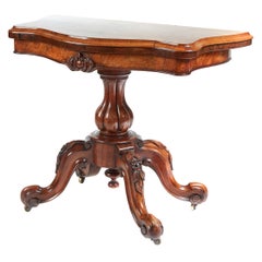 Antique Victorian Burr Walnut Card Table