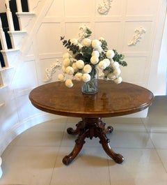 Antique Victorian Burr Walnut Carved Centre Table Dining Table