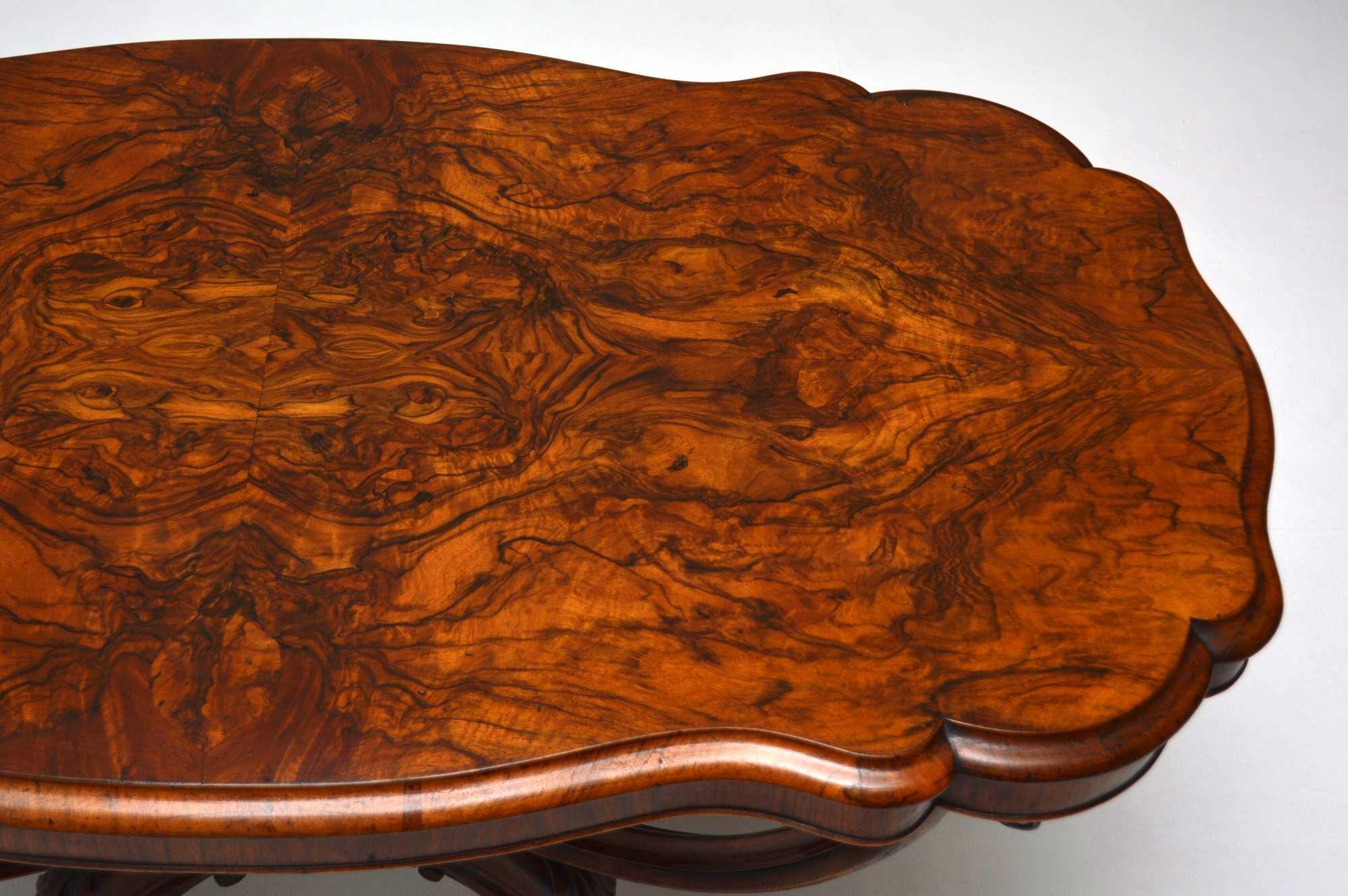 19th Century Antique Victorian Burr Walnut Centre Table