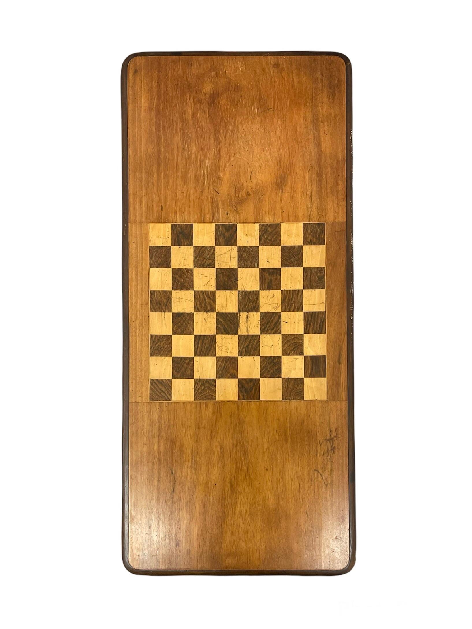 Late 19th Century Antique Victorian Burr Walnut Chess Games Occasional Table Bobbin Turned Base
