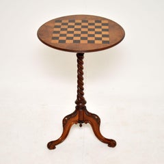 Antique Victorian Burr Walnut Chess Table