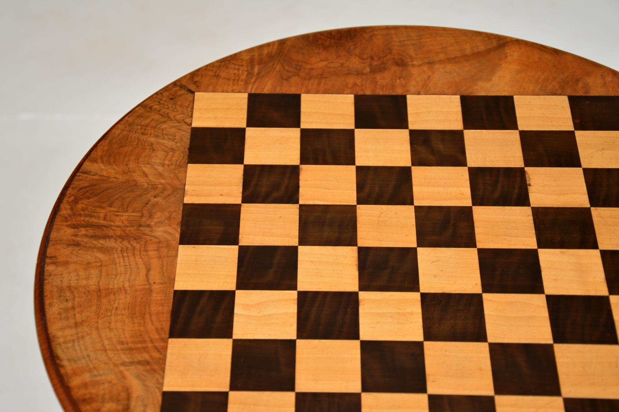 19th Century Antique Victorian Burr Walnut Chess Table