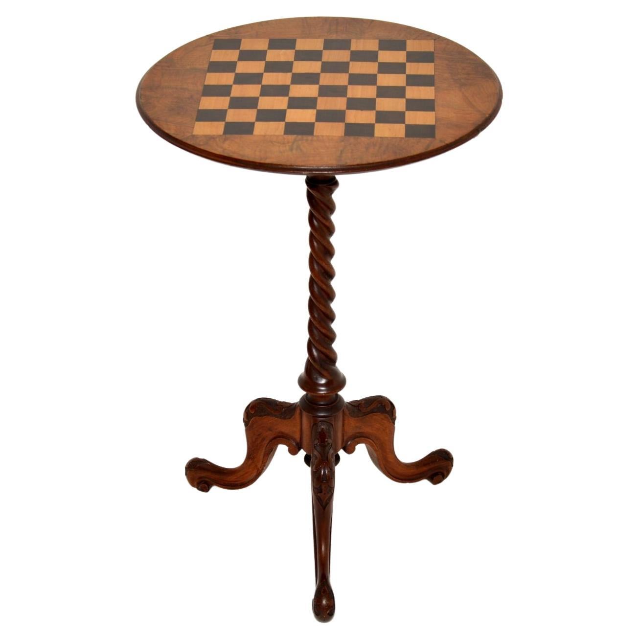 Antique Victorian Burr Walnut Chess Table